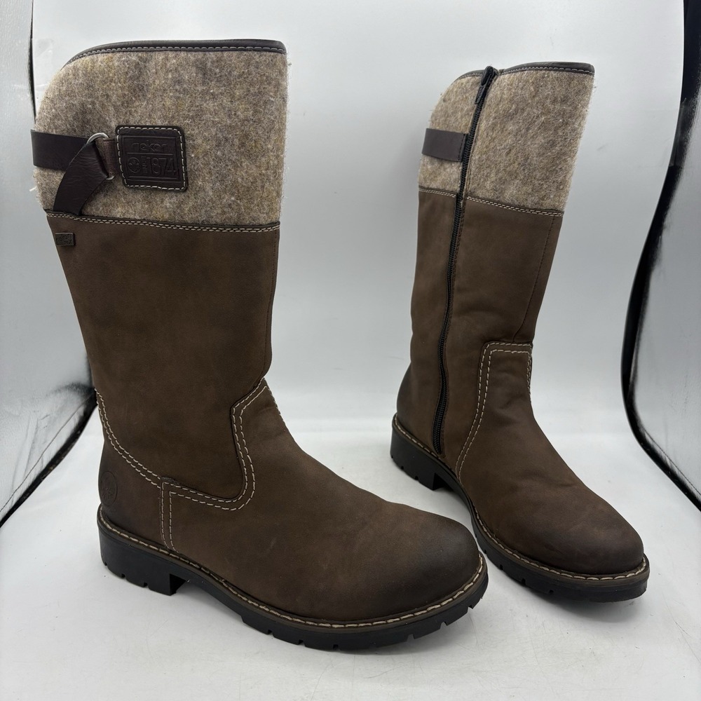 Rieker Winter Boots Womens Size 8 Tex Warm Lined Brown Zip